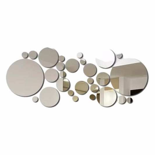 26Pcs round Acrylic Mirror Stickers - Self-Adhesive Removable Bathroom/Kitchen Wall Decor, Shatterproof Tile Art for Ceramic